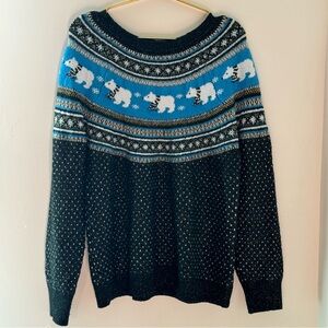 Fairisle Holiday Christmas Sweater with Polar Bears